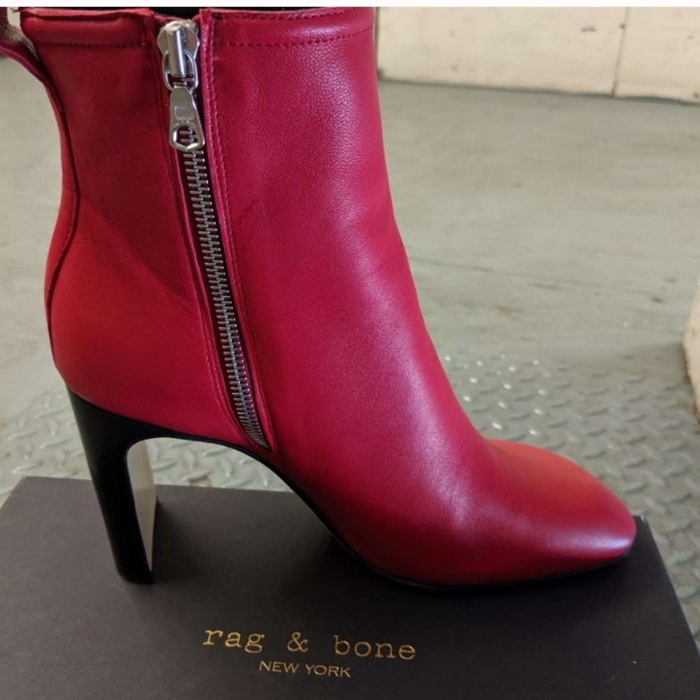 rag & bone Red Leather Ankle Boots